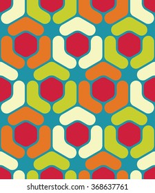 Vector modern seamless colorful geometry hexagon pattern, color abstract geometric background, pillow multicolored print, retro texture, hipster fashion design