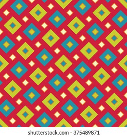 Vector modern seamless colorful geometry square pattern, color abstract geometric background, pillow multicolored print, retro texture, hipster fashion design