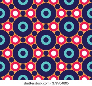 Vector modern seamless colorful geometry circle pattern, color abstract geometric background, pillow multicolored print, retro texture, hipster fashion design