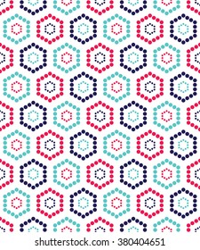 Vector modern seamless colorful geometry hexagon pattern, color abstract geometric background, pillow multicolored print, retro texture, hipster fashion design