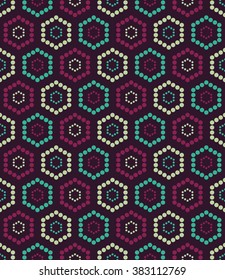 Vector modern seamless colorful geometry hexagon pattern, color abstract geometric background, pillow multicolored print, retro texture, hipster fashion design