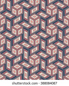 Vector modern seamless colorful geometry cube pattern, color abstract geometric background, pillow multicolored print, retro texture, hipster fashion design