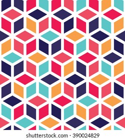 Vector modern seamless colorful geometry pattern, color abstract geometric background, pillow multicolored print, retro texture, hipster fashion design