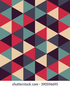 Vector modern seamless colorful geometry triangle pattern, color abstract geometric background, pillow multicolored print, retro texture, hipster fashion design