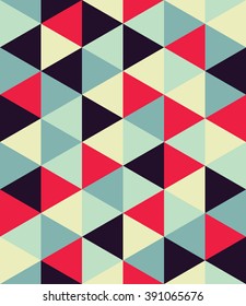 Vector modern seamless colorful geometry triangle pattern, color abstract geometric background, pillow multicolored print, retro texture, hipster fashion design
