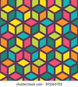 Vector modern seamless colorful geometry pattern, color abstract geometric background, pillow multicolored print, retro texture, hipster fashion design