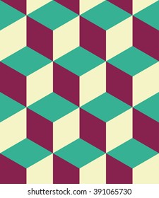 Vector modern seamless colorful geometry cubes pattern, color abstract geometric background, pillow multicolored print, retro texture, hipster fashion design