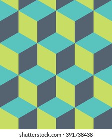 Vector modern seamless colorful geometry cubes pattern, color abstract geometric background, pillow multicolored print, retro texture, hipster fashion design