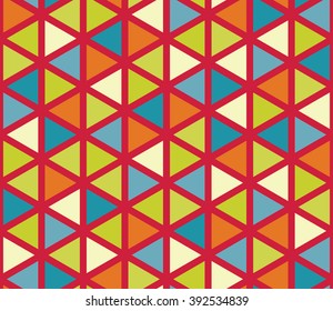 Vector modern seamless colorful geometry triangle pattern, color abstract geometric background, pillow multicolored print, retro texture, hipster fashion design