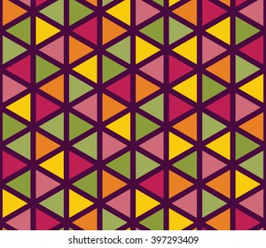 Vector modern seamless colorful geometry triangle pattern, color abstract geometric background, pillow multicolored print, retro texture, hipster fashion design