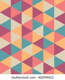 Vector modern seamless colorful geometry triangle pattern, color abstract geometric background, pillow multicolored print, retro texture, hipster fashion design
