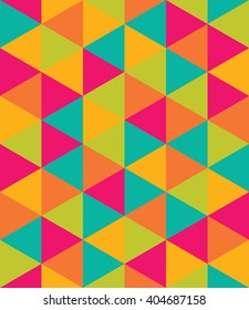 Vector modern seamless colorful geometry triangle pattern, color abstract geometric background, pillow multicolored print, retro texture, hipster fashion design