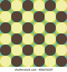 Vector modern seamless colorful geometry circle pattern checkered, color  brown abstract geometric background, pillow multicolored print, retro texture, hipster fashion design