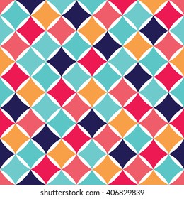Vector modern seamless colorful geometry pattern, color abstract geometric background, pillow multicolored print, retro texture, hipster fashion design
