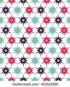 Vector modern seamless colorful geometry floral pattern, color abstract geometric background, pillow multicolored print, retro texture, hipster fashion design