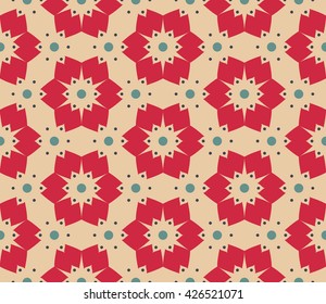 Vector modern seamless colorful geometry floral pattern, color abstract geometric background, pillow multicolored print, retro texture, hipster fashion design