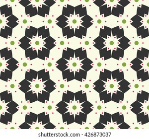 Vector modern seamless colorful geometry floral pattern, color abstract geometric background, pillow multicolored print, retro texture, hipster fashion design