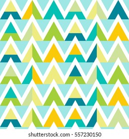 Vector modern seamless colorful geometry triangle pattern, color abstract geometric background, pillow multicolored print, retro texture, hipster fashion design
