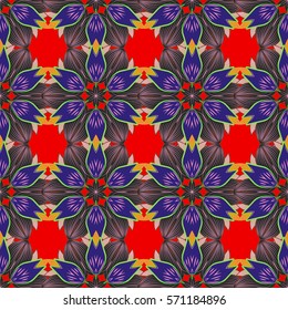 Vector modern seamless colorful geometry pattern leaves bright , color blue red abstract geometric background,wallpaper print, retro texture, hipster fashion design