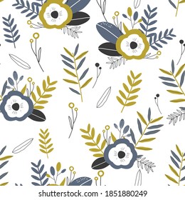 Vector modern seamless colorful pattern in floral style for design