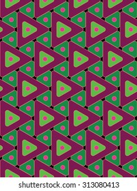 Vector modern seamless colorful pattern triangles purple green, color background,textile print, abstract texture,  fashion design, bed sheets or pillow pattern