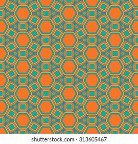Vector modern seamless colorful pattern mosaic orange blue , colored background,textile print, abstract texture,  fashion design, bed sheets or pillow pattern