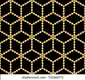 Vector Modern Seamless Geometric Pattern with Cube. Abstract geometry. For Background, Pillow Fashion Print. Hipster design. Black, Gold color