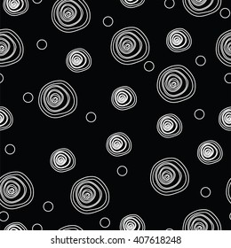 Vector modern seamless geometry. Black and white abstract geometric background, monochrome retro texture. Pattern with curved line.