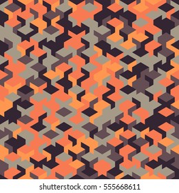 Vector modern seamless geometry cube pattern, abstract geometric background, pillow print, retro texture, fashion design