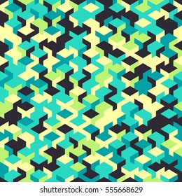 Vector modern seamless geometry cube pattern, abstract geometric background, pillow print, retro texture, fashion design