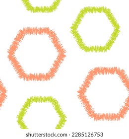 Vector modern seamless geometry hex pattern, color abstract geometric background, pillow multicolored print, retro texture, hipster fashion design. spiny hexagons. equalizer line. Print for clothes. 