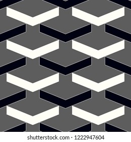 Vector modern seamless geometry pattern chevron, black and white abstract geometric background, subtle pillow print, monochrome retro texture, hipster fashion design