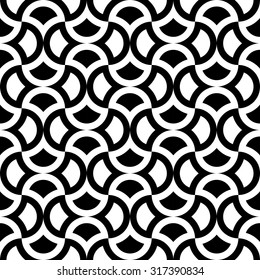 Vector modern seamless geometry pattern round , black and white abstract geometric background, wallpaper print, monochrome retro texture, hipster fashion design