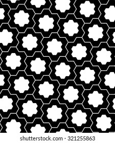 Vector modern seamless geometry pattern puzzle, black and white abstract geometric background, trendy print, monochrome retro texture, hipster fashion design