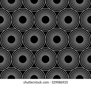Vector modern seamless geometry pattern circles concentric, black and white abstract geometric background, trendy print, monochrome retro texture, hipster fashion design