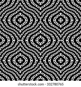 Vector modern seamless geometry pattern tribal, black and white abstract geometric background, trendy print, monochrome retro texture, hipster fashion design