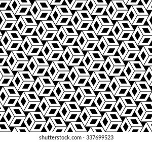 Vector modern seamless geometry pattern cubes, black and white abstract geometric background, trendy print, monochrome retro texture, hipster fashion design