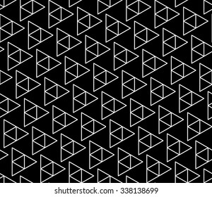 Vector modern seamless geometry pattern triangles, black and white abstract geometric background, trendy print, monochrome retro texture, hipster fashion design