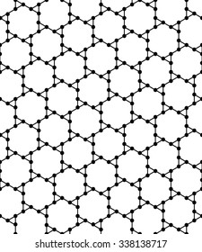 Vector modern seamless geometry pattern hexagon grid, black and white abstract geometric background, trendy print, monochrome retro texture, hipster fashion design