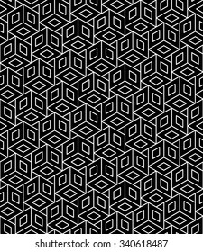 Vector modern seamless geometry pattern cubes, black and white abstract geometric background, trendy print, monochrome retro texture, hipster fashion design