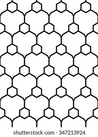 Vector modern seamless geometry pattern hex, black and white abstract geometric background, pillow print, monochrome retro texture, hipster fashion design 