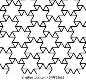Vector modern seamless geometry pattern stars, black and white abstract geometric background, pillow print, monochrome retro texture, hipster fashion design