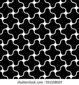 Vector modern seamless geometry pattern jigsaw, black and white abstract geometric background, pillow print, monochrome retro texture, hipster fashion design