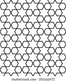 Vector modern seamless geometry pattern stars, black and white abstract geometric background, pillow print, monochrome retro texture, hipster fashion design
