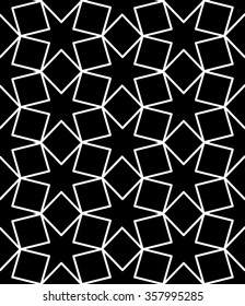 Vector modern seamless geometry pattern star, black and white abstract geometric background, pillow print, monochrome retro texture, hipster fashion design 