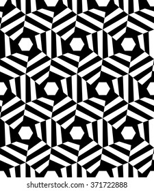 Vector modern seamless geometry pattern hexagon trippy, black and white abstract geometric background, pillow print, monochrome retro texture, hipster fashion design 
