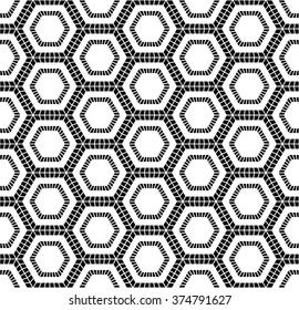 Vector modern seamless geometry pattern hex, black and white abstract geometric background, pillow print, monochrome retro texture, hipster fashion design 