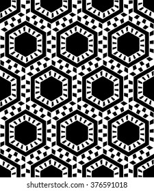Vector modern seamless geometry pattern hex, black and white abstract geometric background, pillow print, monochrome retro texture, hipster fashion design 