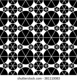 Vector modern seamless geometry pattern circles, black and white abstract geometric background, pillow print, monochrome retro texture, hipster fashion design