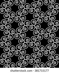Vector modern seamless geometry pattern spiral hexagon, black and white abstract geometric background, pillow print, monochrome retro texture, hipster fashion design